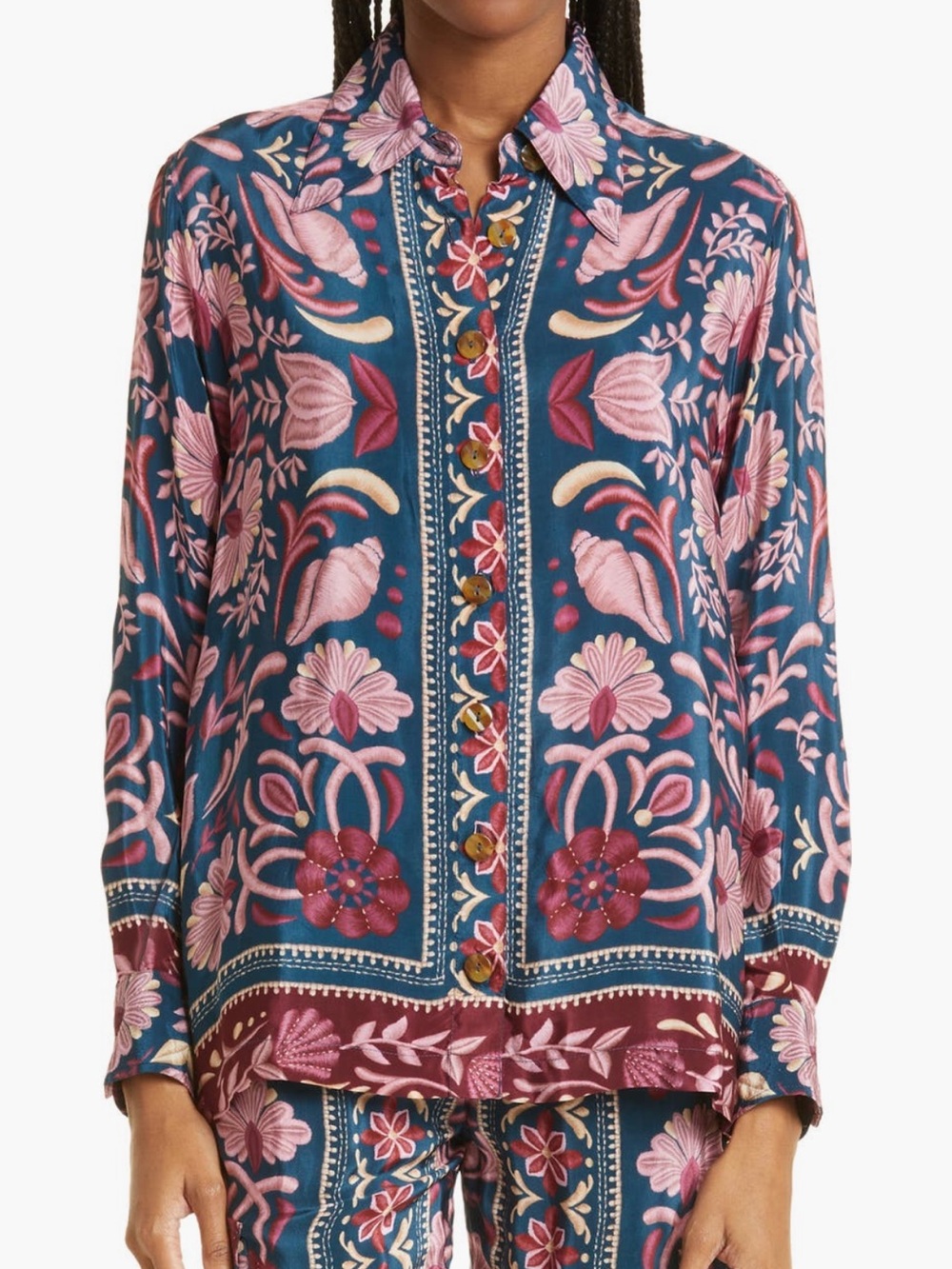 FARM Rio Teal Seashell Tapestry Shirt NWT Size XL